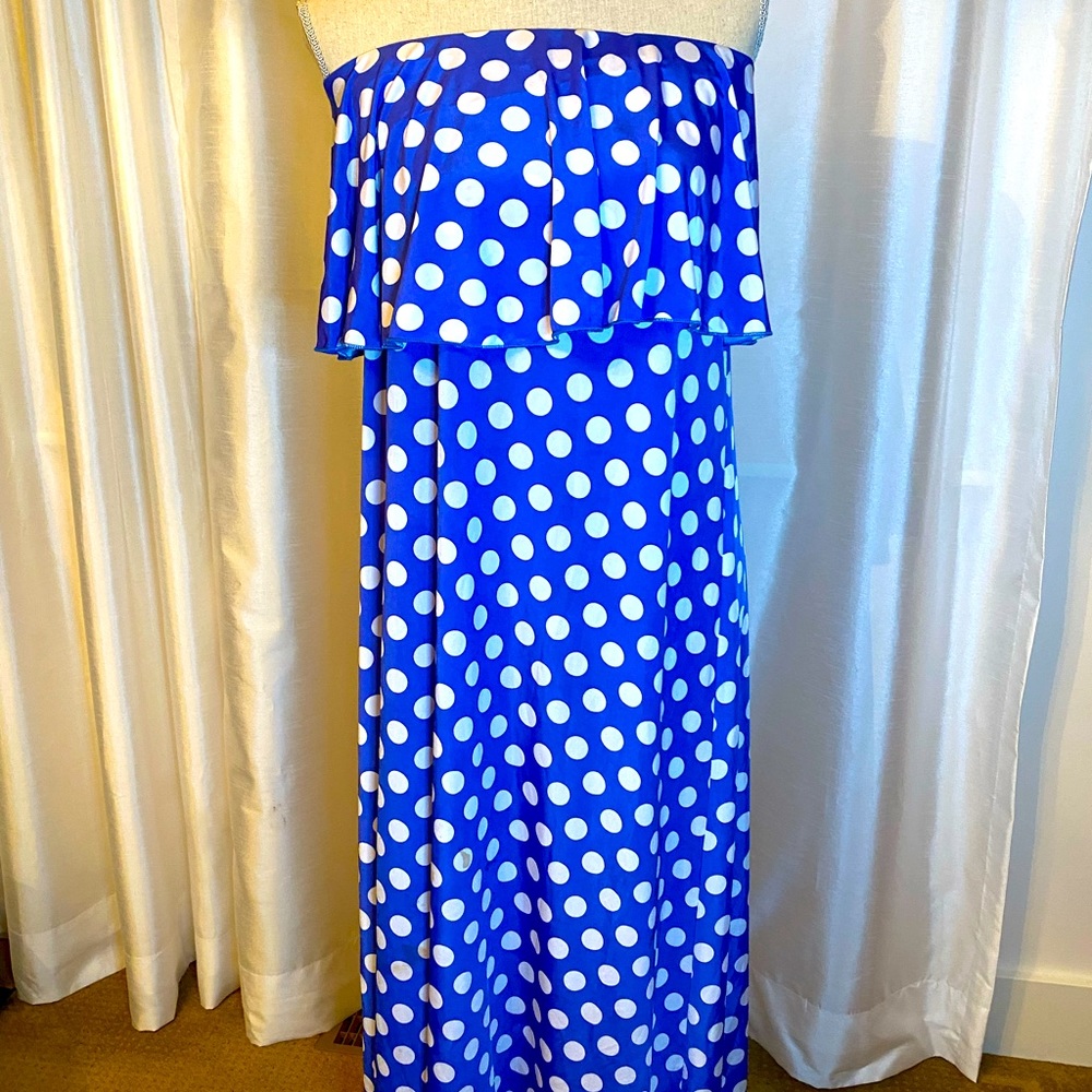 Strapless Polka Dot Maxi Dress.